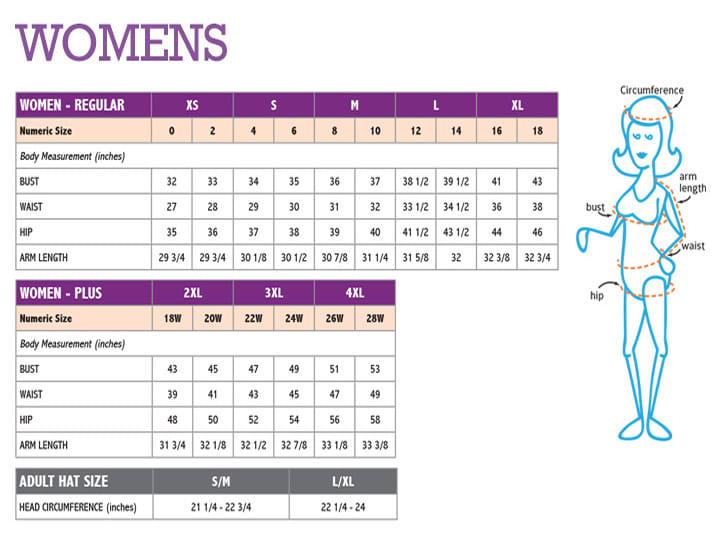 Womens hat hotsell size chart