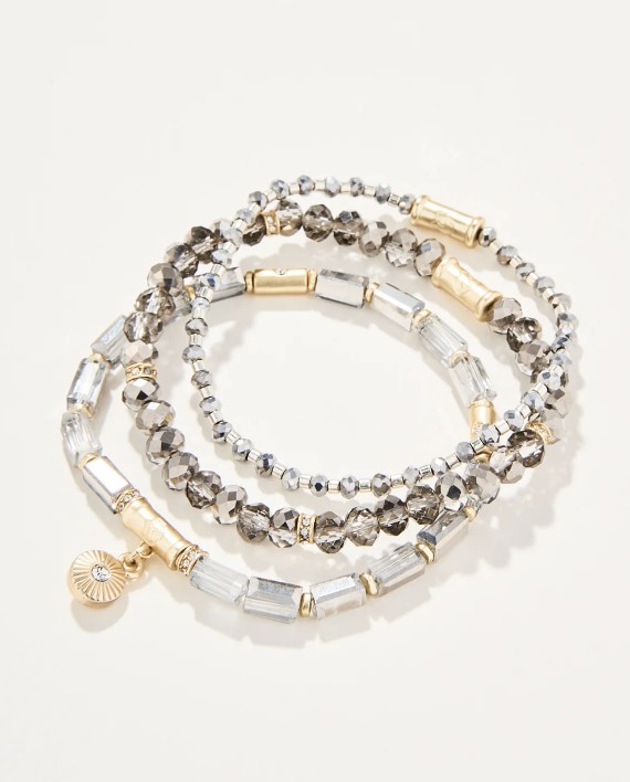 Spartina 449 Sparkle Stretch Bracelet Set Silver SOLTRINO